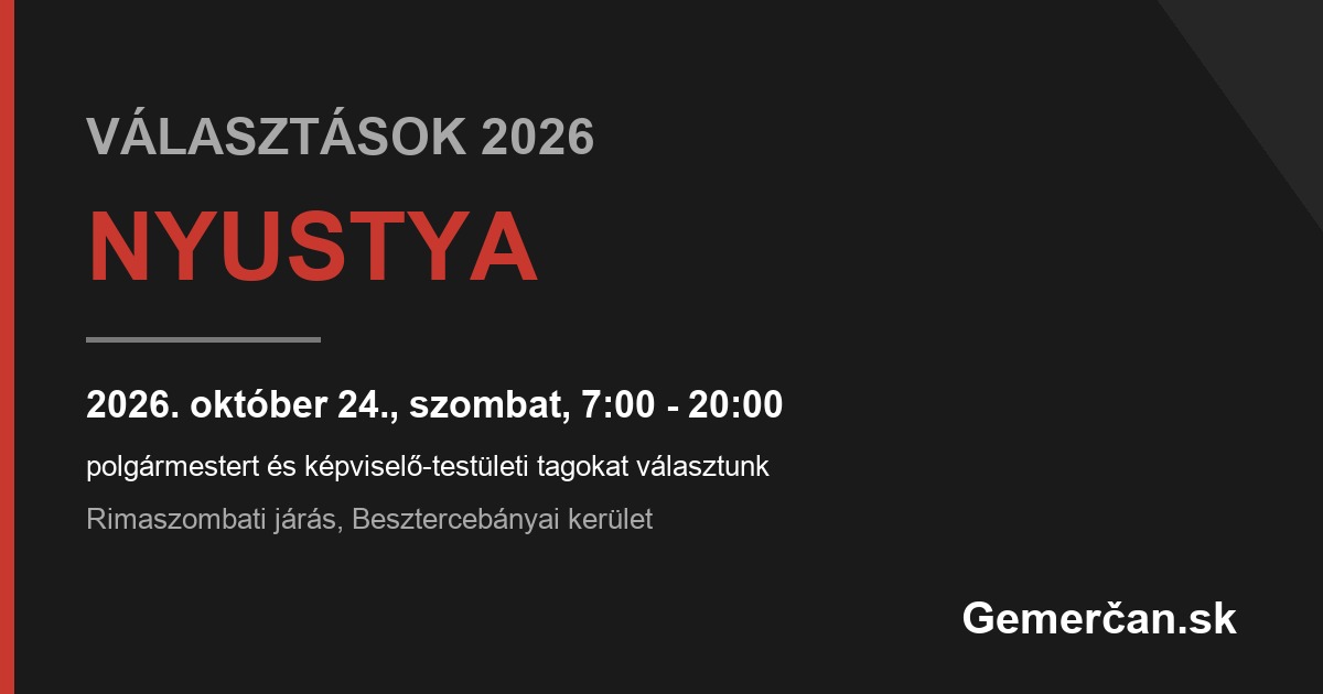 Választások 2026 Nyustya, 2026. október 24., szombat, a szavazóhelyiségek 7:00 és 20:00 óra között tartanak nyitva